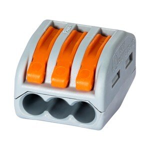 WAGO Páčková spojovacia svorka 222, 3 vodiče, max. 4 mm2, 10 ks