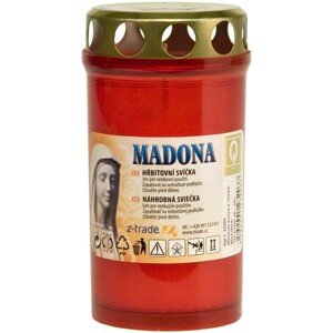 Cintorínska sviečka Madona s plechovým viečkom, červená, 135 g