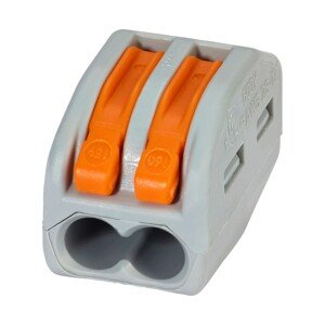 WAGO Páčková spojovacia svorka 222, 2 vodiče, max. 4 mm2, 5 ks
