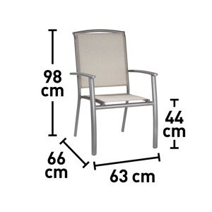 OBI Stohovateľná stolička Vigo II, strieborno-sivá, 63 x 66 x 98 cm