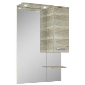 Maximus Zrkadlo + nástenná skrinka a LED panel dub Sanremo, 70 cm