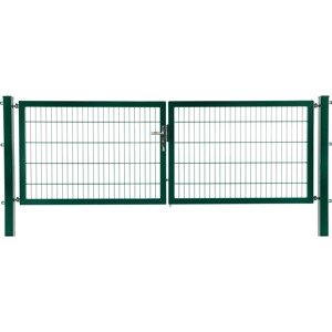 Dvojkrídlová brána Premium z dvojitého zváraného pletiva zelená 140 x 300 cm