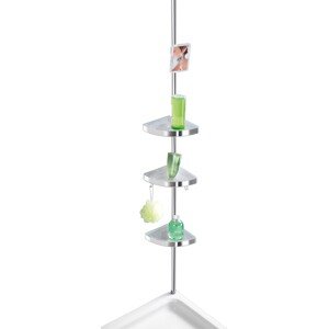 Wenko Teleskopický regál do rohu sprchovacieho kúta Premium 3 police strieborný