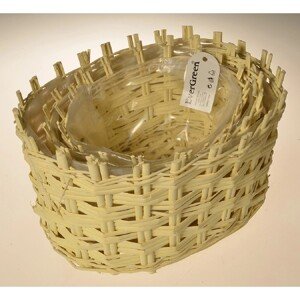 EverGreen Obaly na kvety slamené koše, žltá, súprava 3 ks