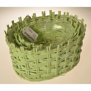 EverGreen Obaly na kvety slamené koše, zelená, súprava 3 ks