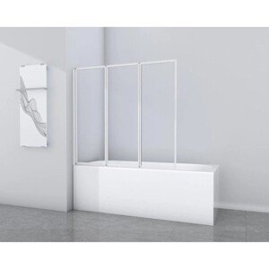 Aurlane Skladacia vaňová zástena White Star 130 cm x 120 cm biela 3-krídlová