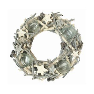 Anděl Přerov Adventný veniec z vetvičiek bielo-sivý pr. 30 cm, 1 ks