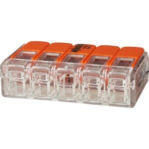 WAGO Páčková spojovacia svorka 221, 5 vodičov, max. 4 mm2, 25 ks