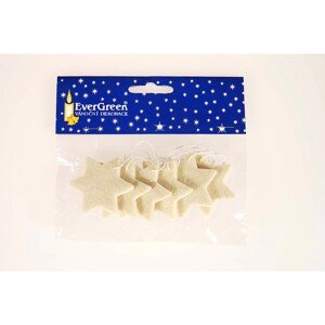 EverGreen Vianočná dekorácia hviezdička plstená krémová 5 cm, 6 ks