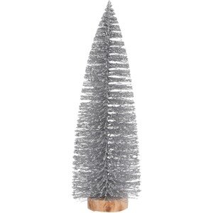 House of Seasons Stromček s dreveným podstavcom, strieborný, pr. 10 x 32 cm