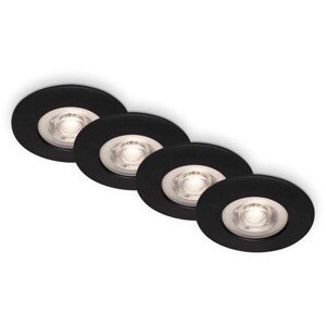 Brilo Vstavané LED svietidlo Kulana, stmiev., 4,9 W matné čierne 4 ks, 9x2,5 cm