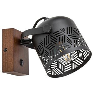 Rabalux Nástenné 1bodové svietidlo Rotem, orech/matná čierna, 13 x 13 x 19 cm