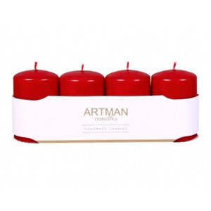 Adventné sviečky valcové metalické červené 6 x 9 cm, 4ks