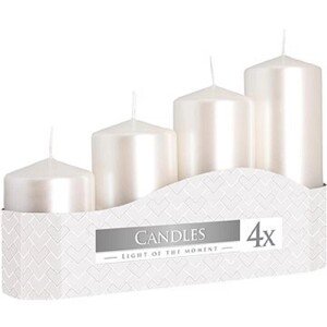 Bispol Adventná sviečka perleťovo biela 4 ks pr. 5 x 7/9/11/13 cm