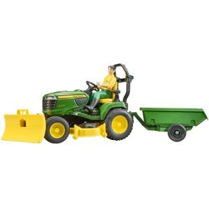 Bruder Záhradný traktor John Deere X949 s prívesom a záhradníkom, zelený