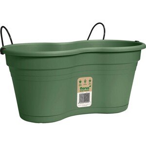 Florus Balkónový kvetináč Mediterran s držiakom, zelený, 21,5 x 27 x 36,7 cm