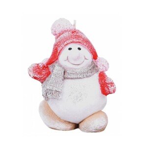 Artman Candles Vianočná sviečka snehuliak, biela-červená, 11 cm