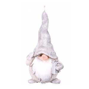 Artman Candles Vianočná sviečka škriatok, biela-strieborná, 8 x 15 cm