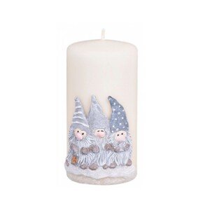 Artman Candles Vianočná sviečka škriatkovia, valec, béžová, pr. 7 x 14 cm