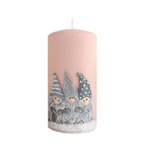 Artman Candles Vianočná sviečka škriatkovia, valec, ružová, pr. 7 x 14 cm