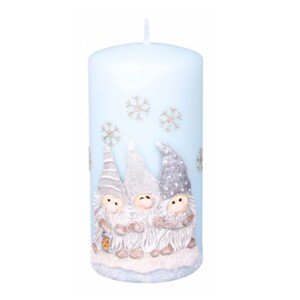 Artman Candles Vianočná sviečka škriatkovia, valec, svetlo modrá, pr. 7 x 14 cm
