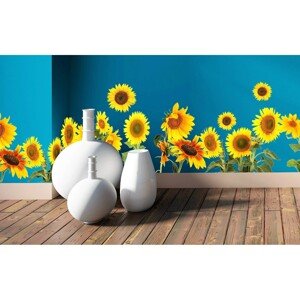 Crearreda Samolepiace dekorácie na stenu, slnečnice, 1 hárok, 30 x 198 cm