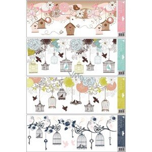 Anjel Přerov Dekoračné okenné fólie vtáčiky a klietky, mix dekorov, 60 x 22,5 cm