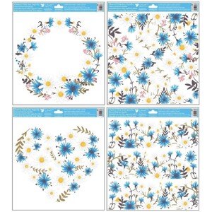 Anjel Přerov Dekoračné okenné fólie kvety s glitrami, mix dekorov, 33 x 30 cm