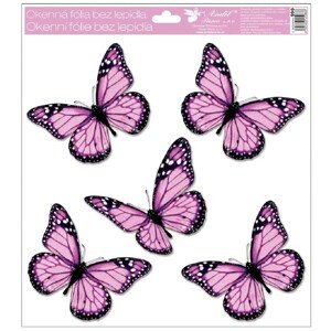 Anjel Přerov Dekoračné okenné fólie motýle s glitrami, mix dekorov, 30 x 33,5 cm