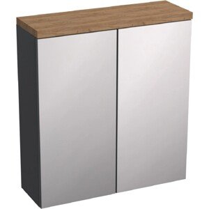 A-Interiéry Zrkadlová skrinka bez osvetlenia Ori A 60 ZS, antracitová/dub