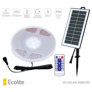 Ecolite LED solárny opasok SOLAR STRIP DX-SOLAR-3000/5M, 96 lm/m, 3000 K