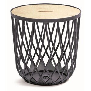 Prosperplast Plastový univerzálny kôš Uniqubo s drev. vekom, antracit, pr. 44 cm