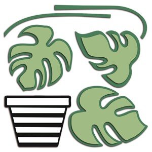 Crearreda Samolepiaca 3D dekorácia 54515 motív rastlina v kvetináči, veľ. M