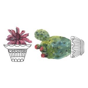 Crearreda Samolepiaca dekorácia 59181 motív kaktusy v kvetináčoch, veľ. S