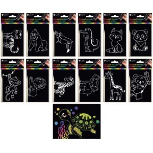 Škrabacie obrázky, motív ZOO, 10,5 x 15,5 cm