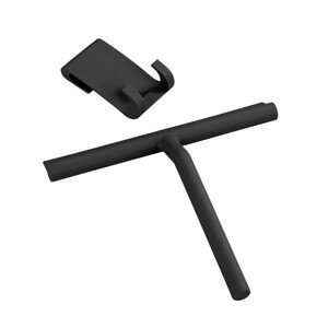 Wenko Kúpeľňová stierka Mola Schwarz, nerezová oceľ/silikón, 21 x 24,5 x 4 cm