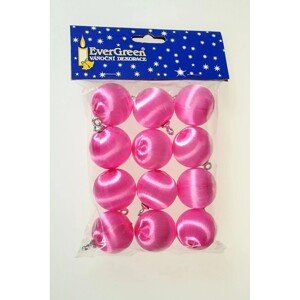 Dekoračné guličky satinové, ružová, 12 ks, pr. 3 cm
