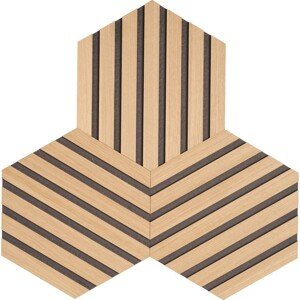 Denpanels Dizajnový panel na steny Hexagon, dub/čierna, 3 ks