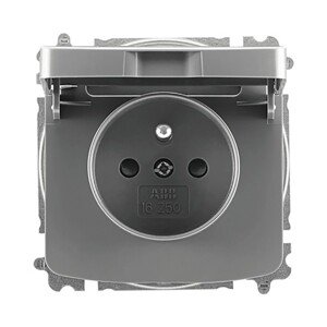 ABB Zásuvka 1 násobná s klapkou Tango, dymovo sivá