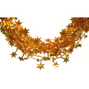 EverGreen Špirála trblietavá s hviezdami, zlatá, 7,5 m