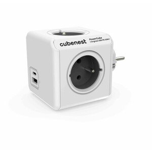 Cubenest Rozbočovač PowerCube Original USB PD 20W, 4x zásuvka + USB A+C, sivá