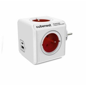 Cubenest Rozbočovač PowerCube Original USB PD 20W, 4x zásuvka + USB A+C, červená