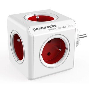 allocacoc Rozbočovacia kocka PowerCube Original, 5 zásuviek, červená