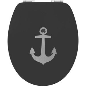 baliv WC sedátko Suapure s dreveným jadrom, SoftClose, čierna/kotva