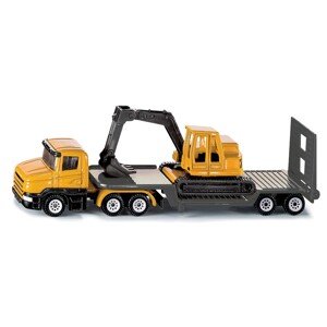SIKU Kovový model Ťahač s podvalníkom a rýpadlom