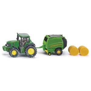SIKU Kovový model Traktor John Deere s balíkovačkou