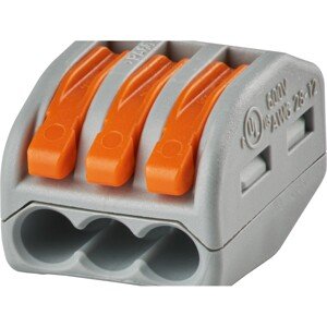 Wago Páčková spojovacia svorka 222, 3 vodiče, max. 4 mm2, 50 ks