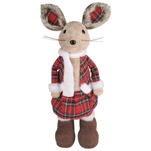 Myška v károvanej sukienke na postavenie, 39 cm