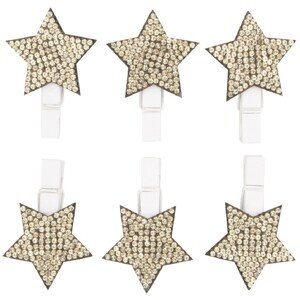 Hviezda so zlatými kamienkami na štipci 3 cm, 6 ks
