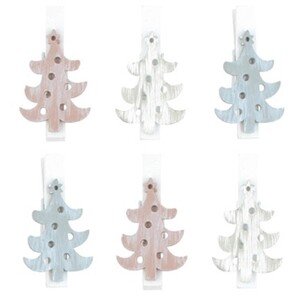 Stromček drevený na štipci 3,5 cm, 6 ks